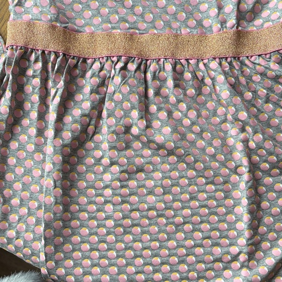 Toobydoo Girl's Pink and Grey Polka Dot Dress - Picture 2 of 3
